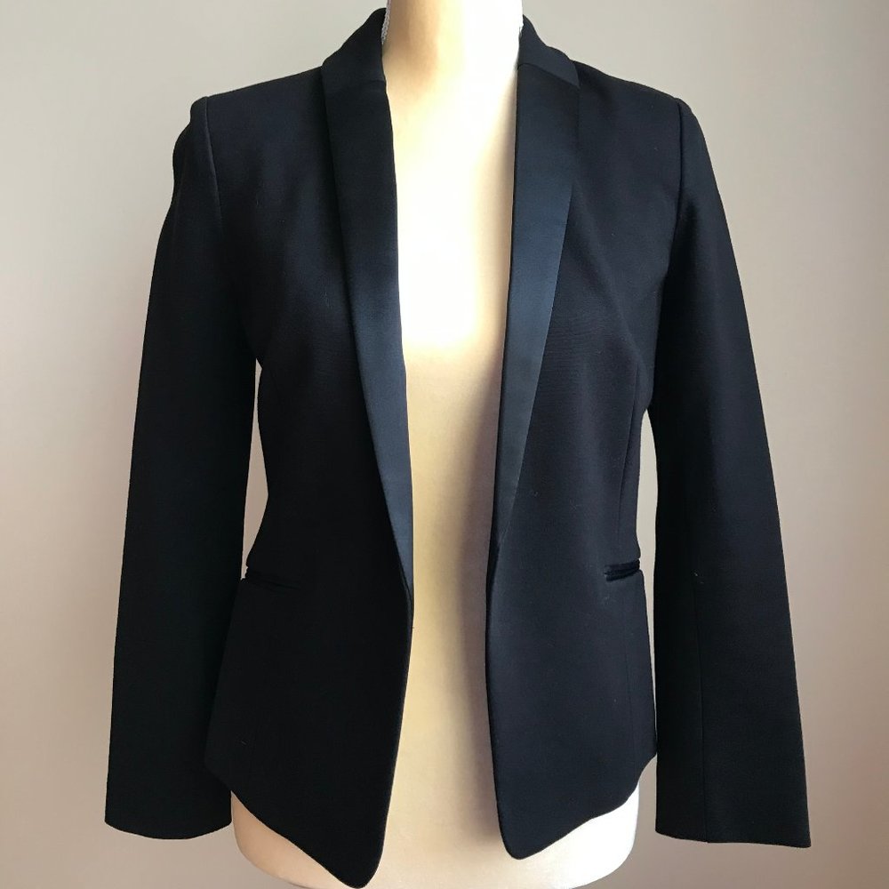 Black Banana Republic Cropped Satin Trim Blazer 0P
